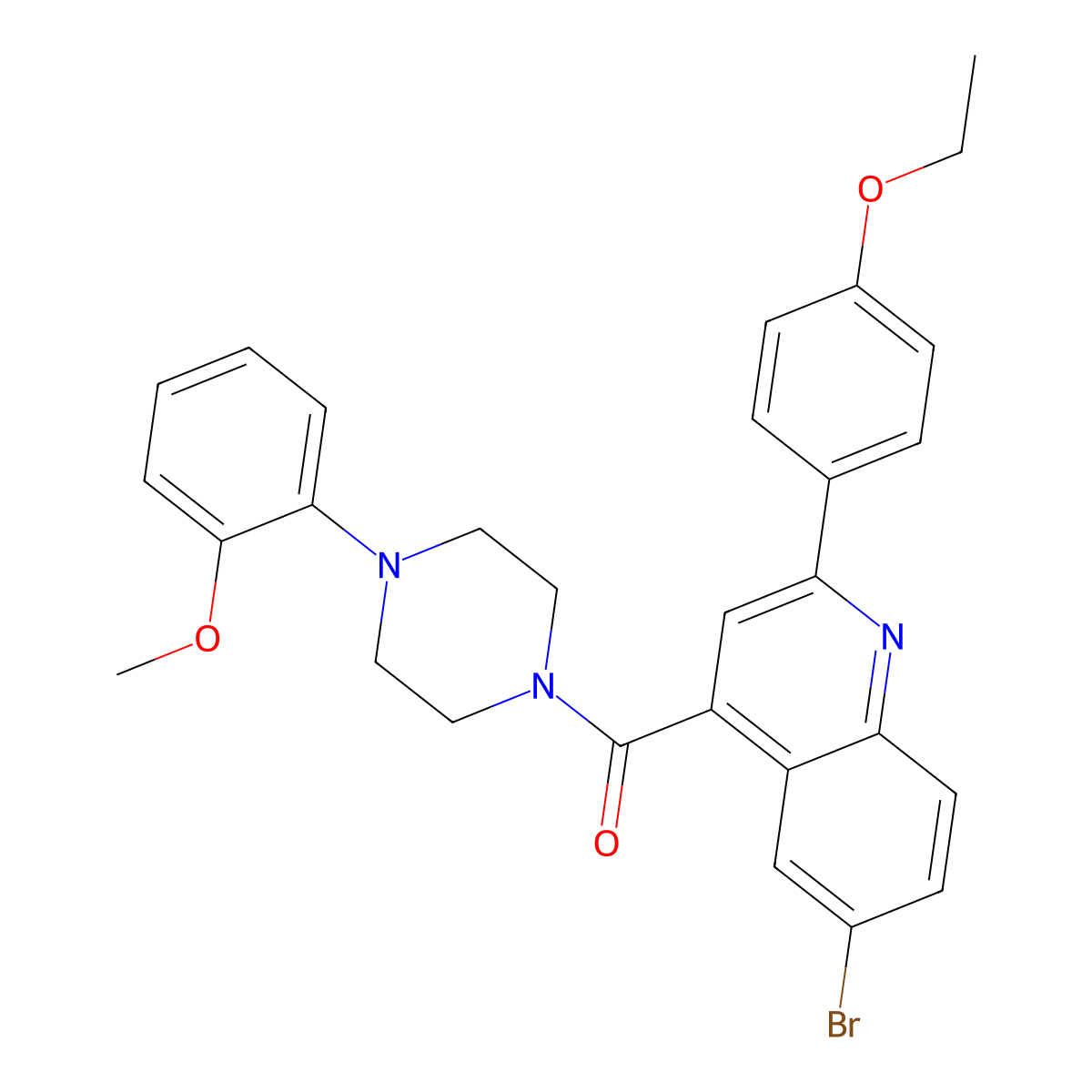 [6-Bromo-2-(4-ethoxyphenyl)quinolin-4-yl]-[4-(2-methoxyphenyl)piperazin-1-yl]methanone molecular structure, CAS 445236-58-8