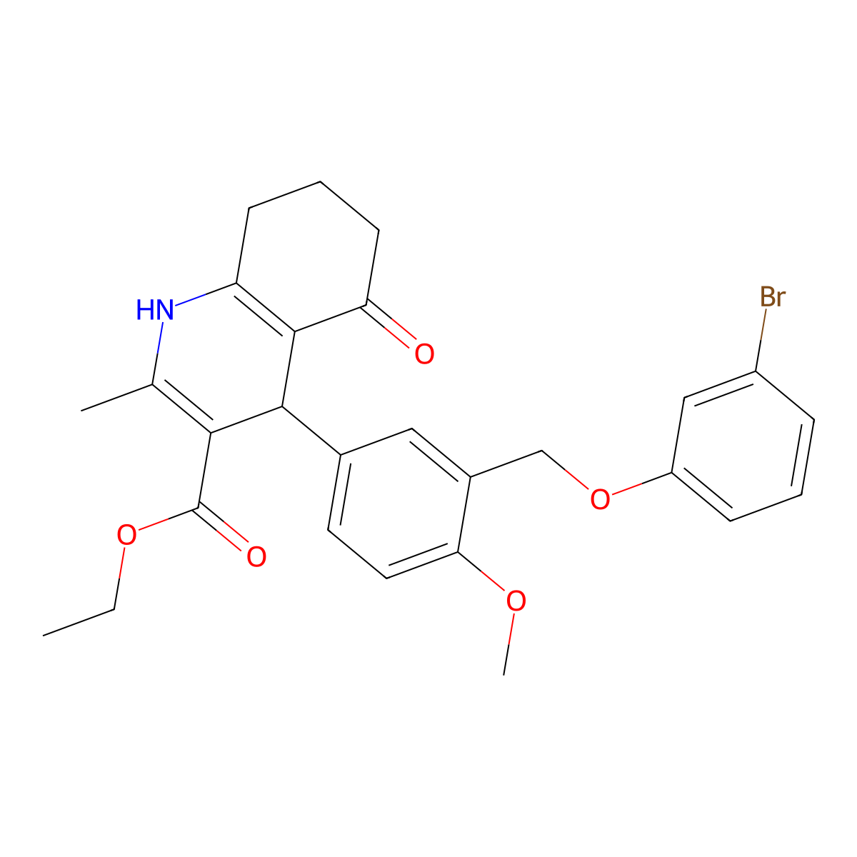Ethyl 4-{3-[(3-bromophenoxy)methyl]-4-methoxyphenyl}-2-methyl-5-oxo-1,4,5,6,7,8-hexahydro-3-quinolinecarboxylate molecular structure, CAS 445237-05-8