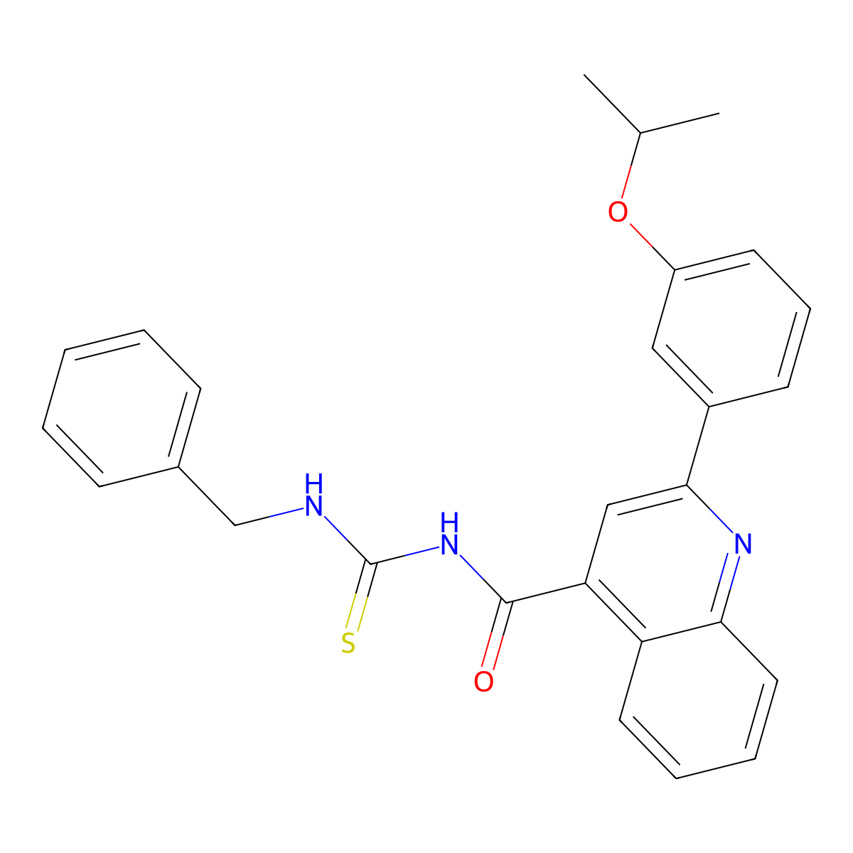 N-(benzylcarbamothioyl)-2-(3-propan-2-yloxyphenyl)quinoline-4-carboxamide molecular structure, CAS 445237-34-3