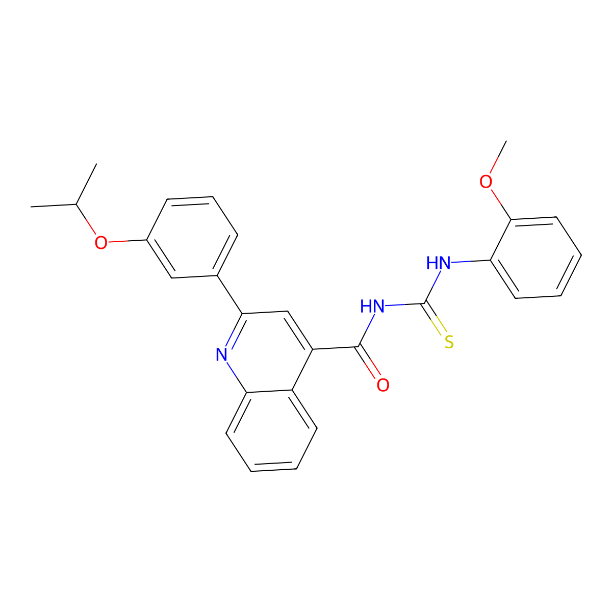 N-[(2-methoxyphenyl)carbamothioyl]-2-(3-propan-2-yloxyphenyl)quinoline-4-carboxamide molecular structure, CAS 445237-35-4