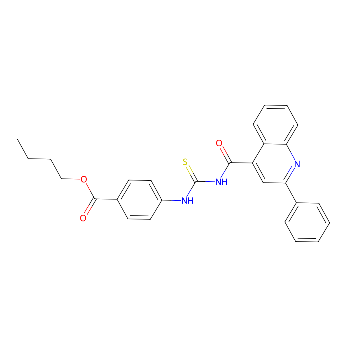 Butyl 4-[(2-phenylquinoline-4-carbonyl)carbamothioylamino]benzoate molecular structure, CAS 445237-37-6