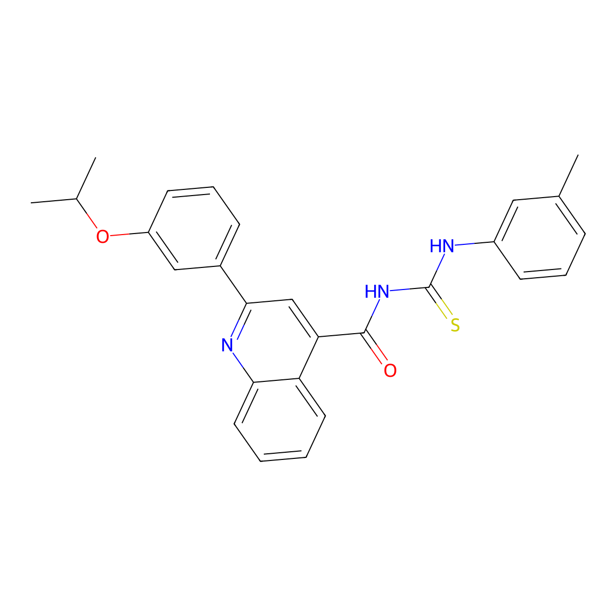 N-[(3-methylphenyl)carbamothioyl]-2-(3-propan-2-yloxyphenyl)quinoline-4-carboxamide molecular structure, CAS 445237-49-0