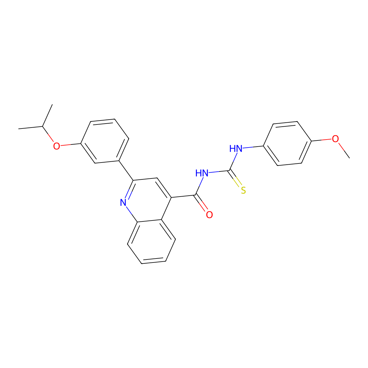 N-[(4-methoxyphenyl)carbamothioyl]-2-(3-propan-2-yloxyphenyl)quinoline-4-carboxamide molecular structure, CAS 445237-50-3