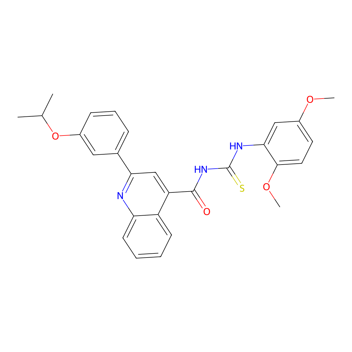 N-[(2,5-dimethoxyphenyl)carbamothioyl]-2-(3-propan-2-yloxyphenyl)quinoline-4-carboxamide molecular structure, CAS 445237-54-7