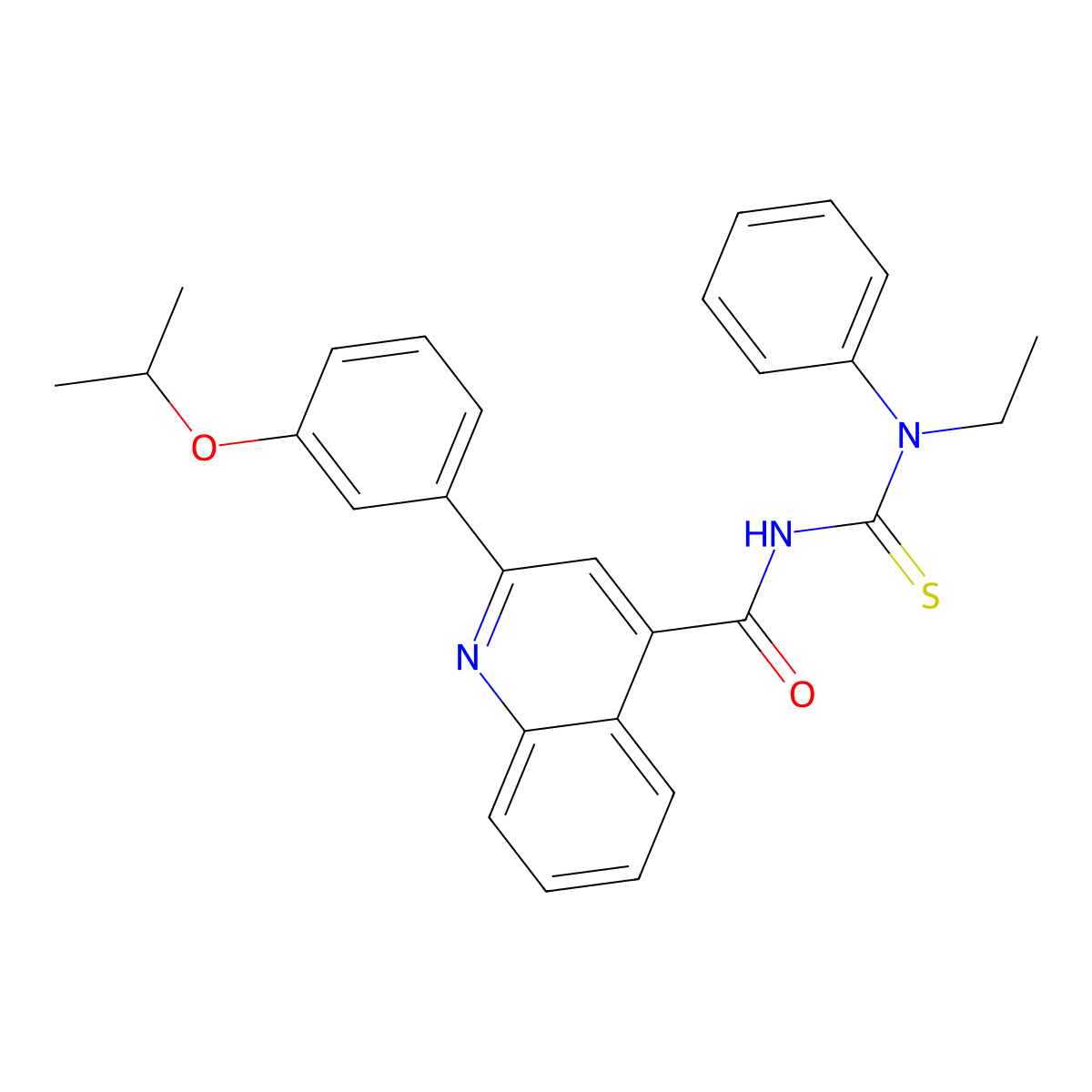 N-[ethyl(phenyl)carbamothioyl]-2-(3-propan-2-yloxyphenyl)quinoline-4-carboxamide molecular structure, CAS 445237-57-0