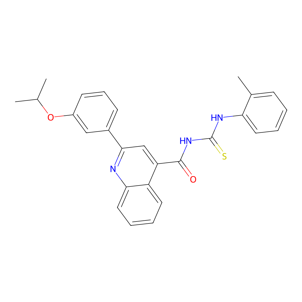 N-[(2-methylphenyl)carbamothioyl]-2-(3-propan-2-yloxyphenyl)quinoline-4-carboxamide molecular structure, CAS 445237-63-8