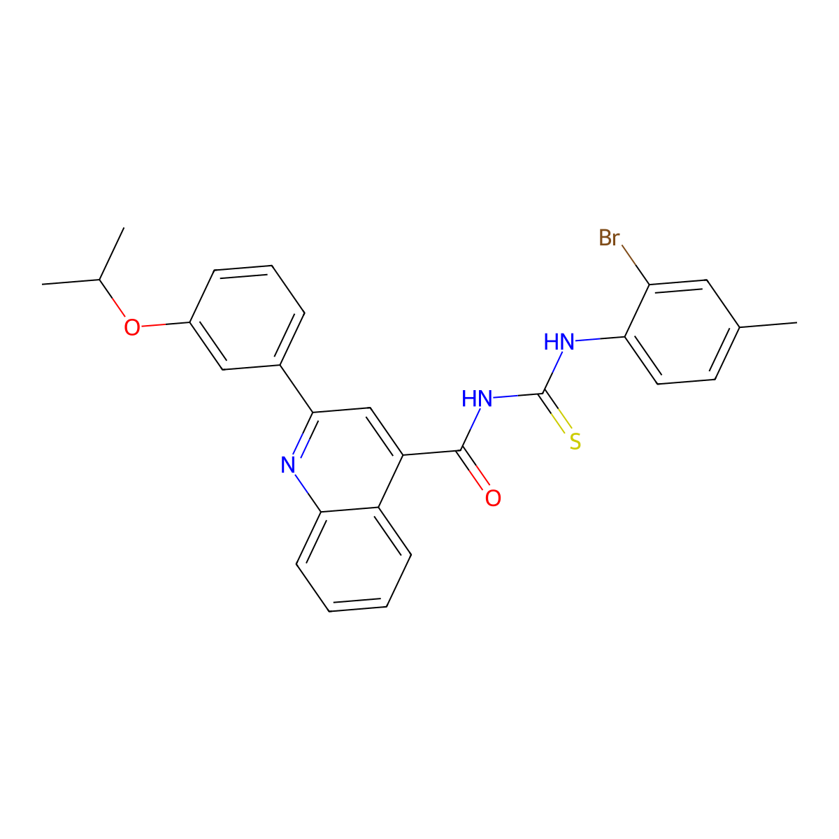 N-[(2-bromo-4-methylphenyl)carbamothioyl]-2-(3-propan-2-yloxyphenyl)quinoline-4-carboxamide molecular structure, CAS 445237-64-9