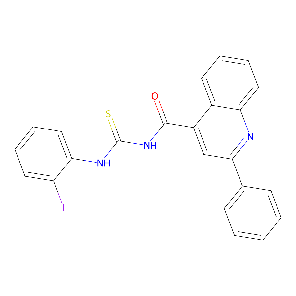N-[(2-iodophenyl)carbamothioyl]-2-phenylquinoline-4-carboxamide molecular structure, CAS 445237-65-0