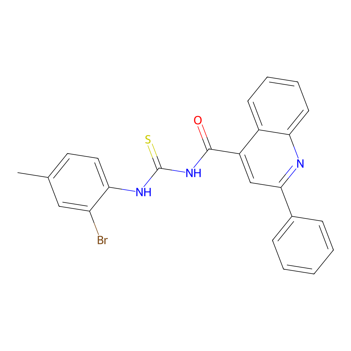 N-[(2-bromo-4-methylphenyl)carbamothioyl]-2-phenylquinoline-4-carboxamide molecular structure, CAS 445237-71-8