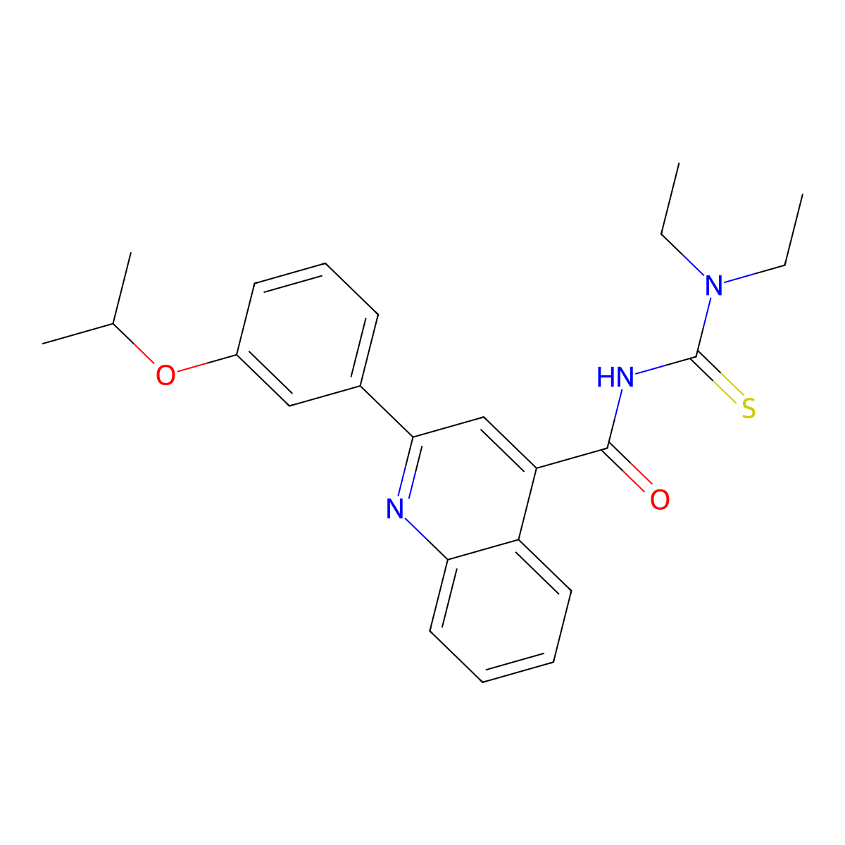 N-(diethylcarbamothioyl)-2-(3-propan-2-yloxyphenyl)quinoline-4-carboxamide molecular structure, CAS 445237-72-9