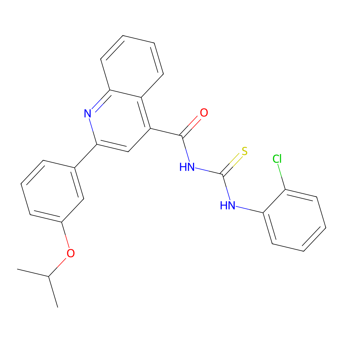 N-[(2-chlorophenyl)carbamothioyl]-2-(3-propan-2-yloxyphenyl)quinoline-4-carboxamide molecular structure, CAS 445237-87-6