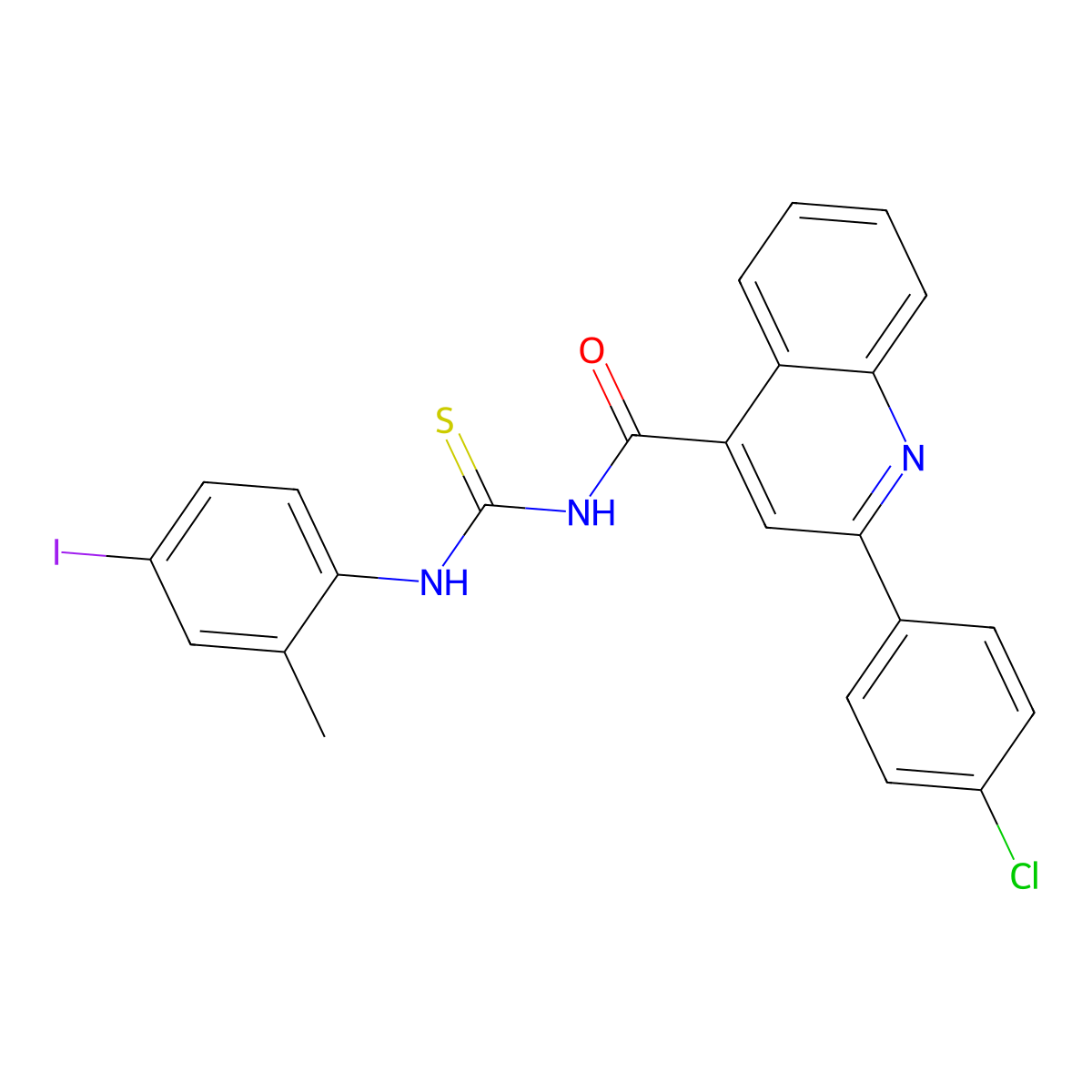 2-(4-chlorophenyl)-N-[(4-iodo-2-methylphenyl)carbamothioyl]quinoline-4-carboxamide molecular structure, CAS 445237-90-1