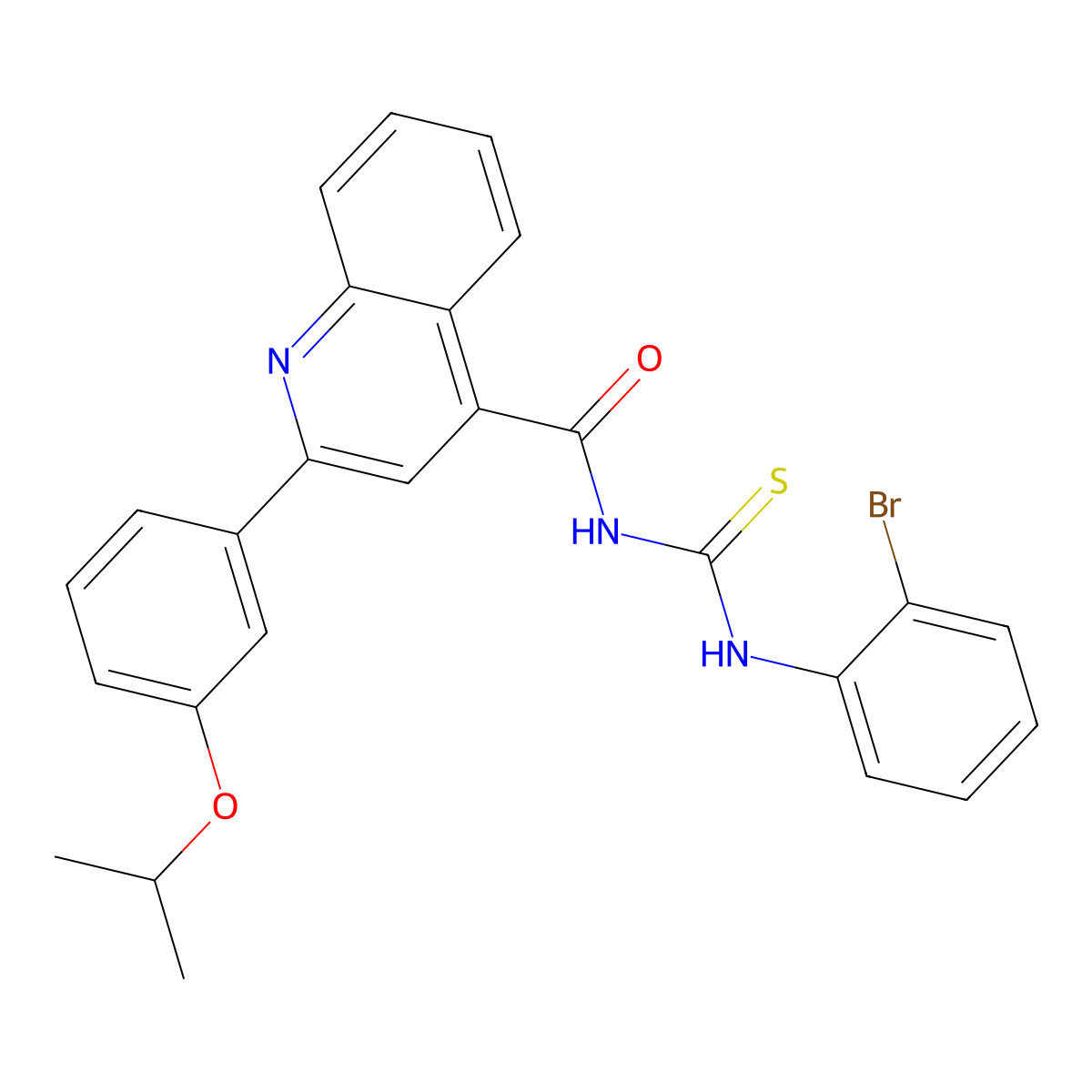 N-[(2-bromophenyl)carbamothioyl]-2-(3-propan-2-yloxyphenyl)quinoline-4-carboxamide molecular structure, CAS 445237-92-3