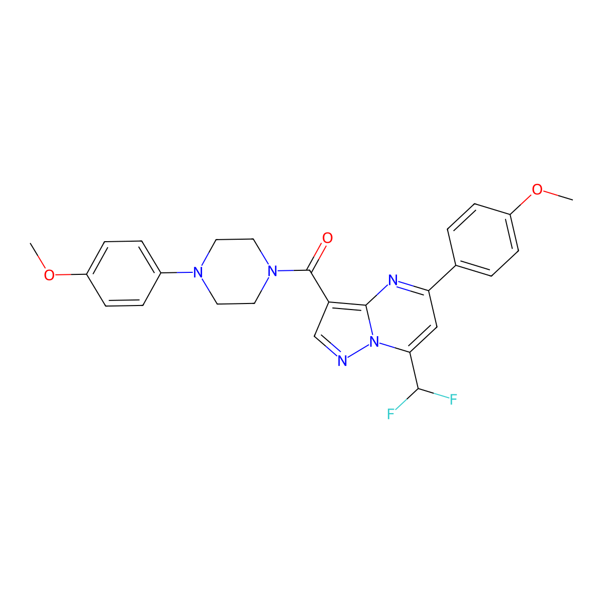 [7-(Difluoromethyl)-5-(4-methoxyphenyl)pyrazolo[1,5-a]pyrimidin-3-yl]-[4-(4-methoxyphenyl)piperazin-1-yl]methanone molecular structure, CAS 445238-02-8