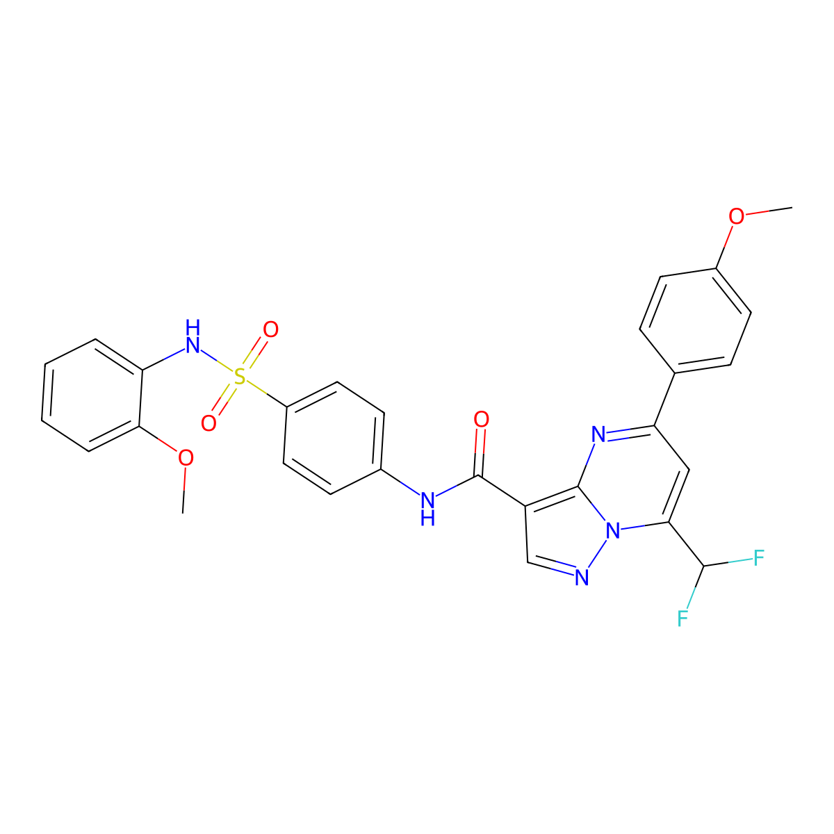 7-(Difluoromethyl)-N-{4-[(2-methoxyanilino)sulfonyl]phenyl}-5-(4-methoxyphenyl)pyrazolo[1,5-A]pyrimidine-3-carboxamide molecular structure, CAS 445238-07-3