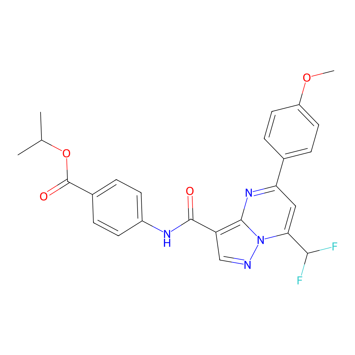 Isopropyl 4-({[7-(difluoromethyl)-5-(4-methoxyphenyl)pyrazolo[1,5-a]pyrimidin-3-yl]carbonyl}amino)benzoate molecular structure, CAS 445238-80-2