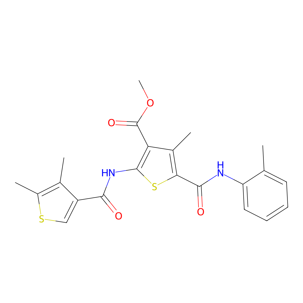 Methyl 2-[(4,5-dimethylthiophene-3-carbonyl)amino]-4-methyl-5-[(2-methylphenyl)carbamoyl]thiophene-3-carboxylate molecular structure, CAS 445238-83-5