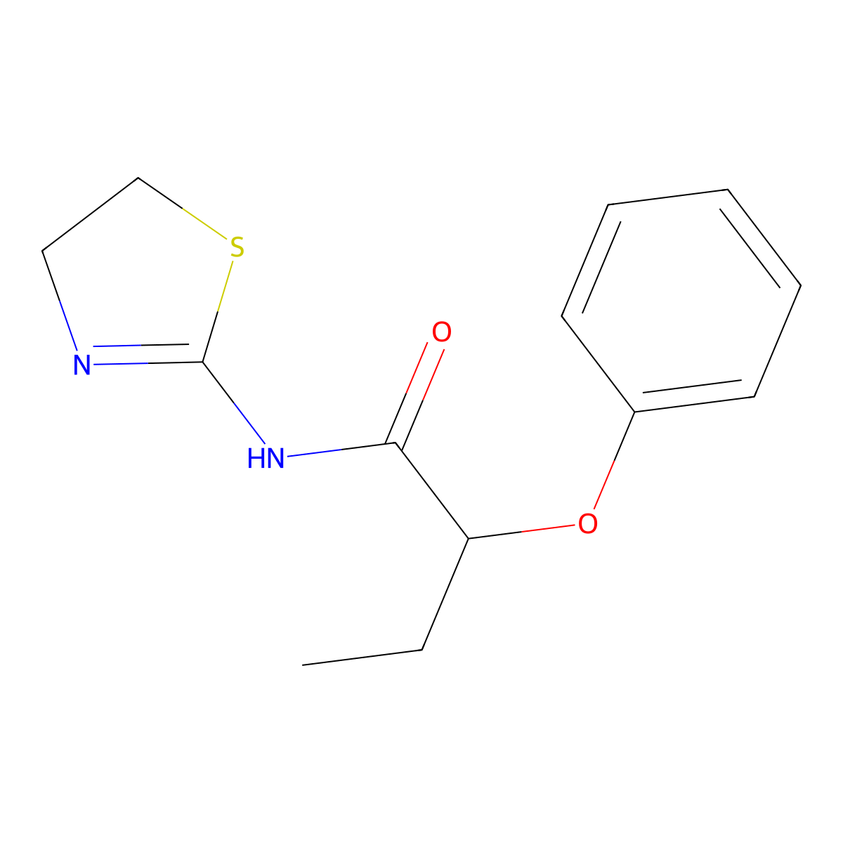 N-(4,5-dihydro-1,3-thiazol-2-yl)-2-phenoxybutanamide molecular structure, CAS 445238-94-8
