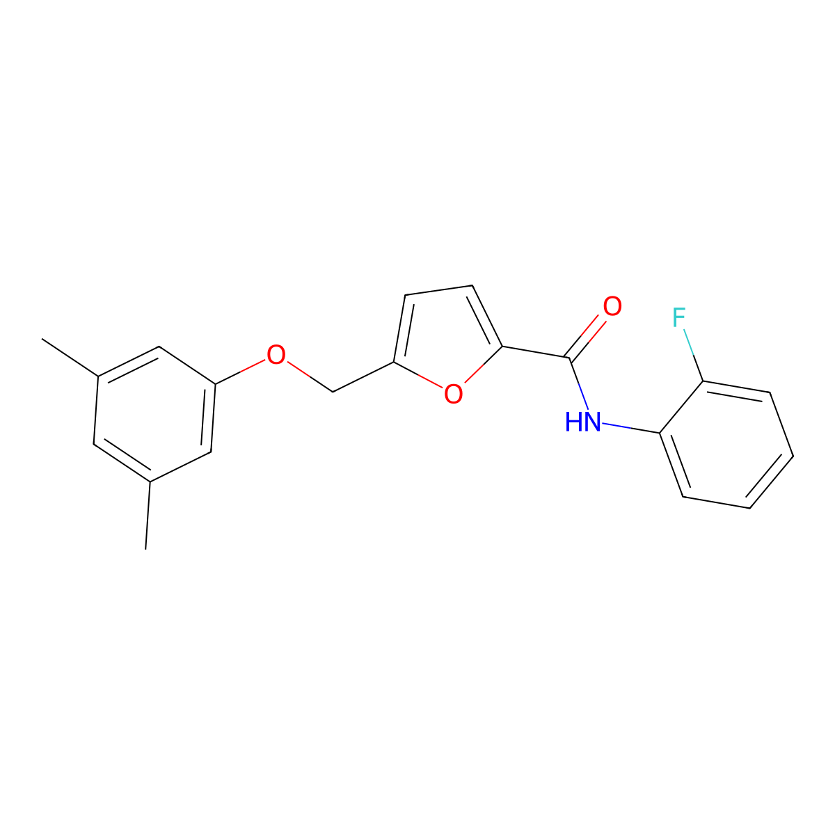 5-((3,5-Dimethylphenoxy)methyl)-N-(2-fluorophenyl)furan-2-carboxamide molecular structure, CAS 445239-19-0