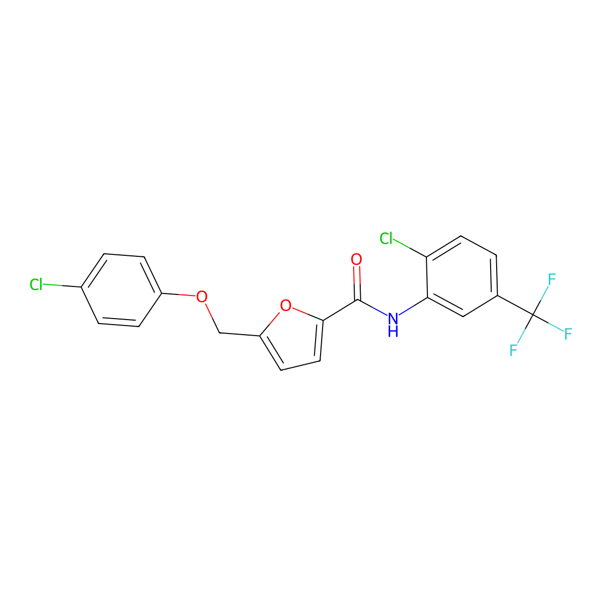 5-[(4-chlorophenoxy)methyl]-N-[2-chloro-5-(trifluoromethyl)phenyl]furan-2-carboxamide molecular structure, CAS 445239-30-5