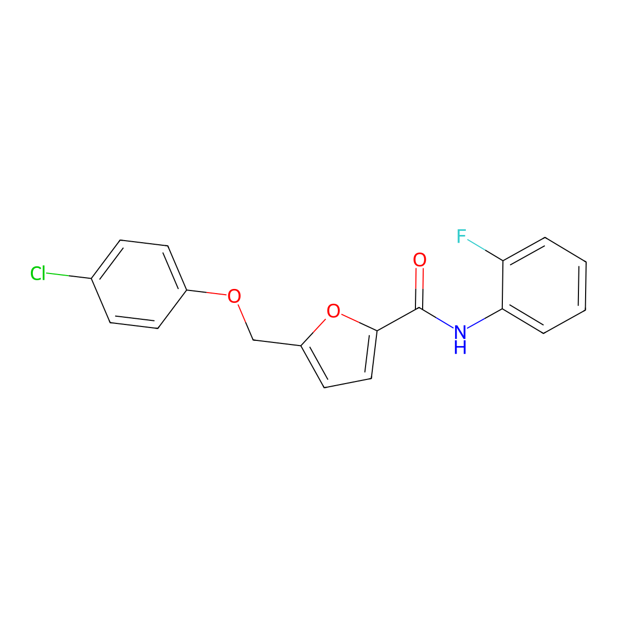 5-((4-Chlorophenoxy)methyl)-N-(2-fluorophenyl)furan-2-carboxamide molecular structure, CAS 445239-51-0