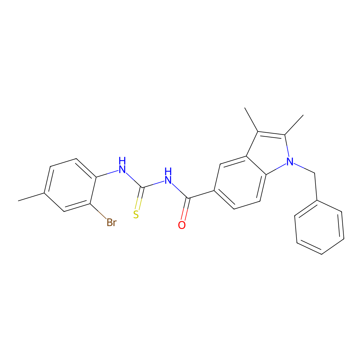 1-benzyl-N-[(2-bromo-4-methylphenyl)carbamothioyl]-2,3-dimethylindole-5-carboxamide molecular structure, CAS 445239-78-1