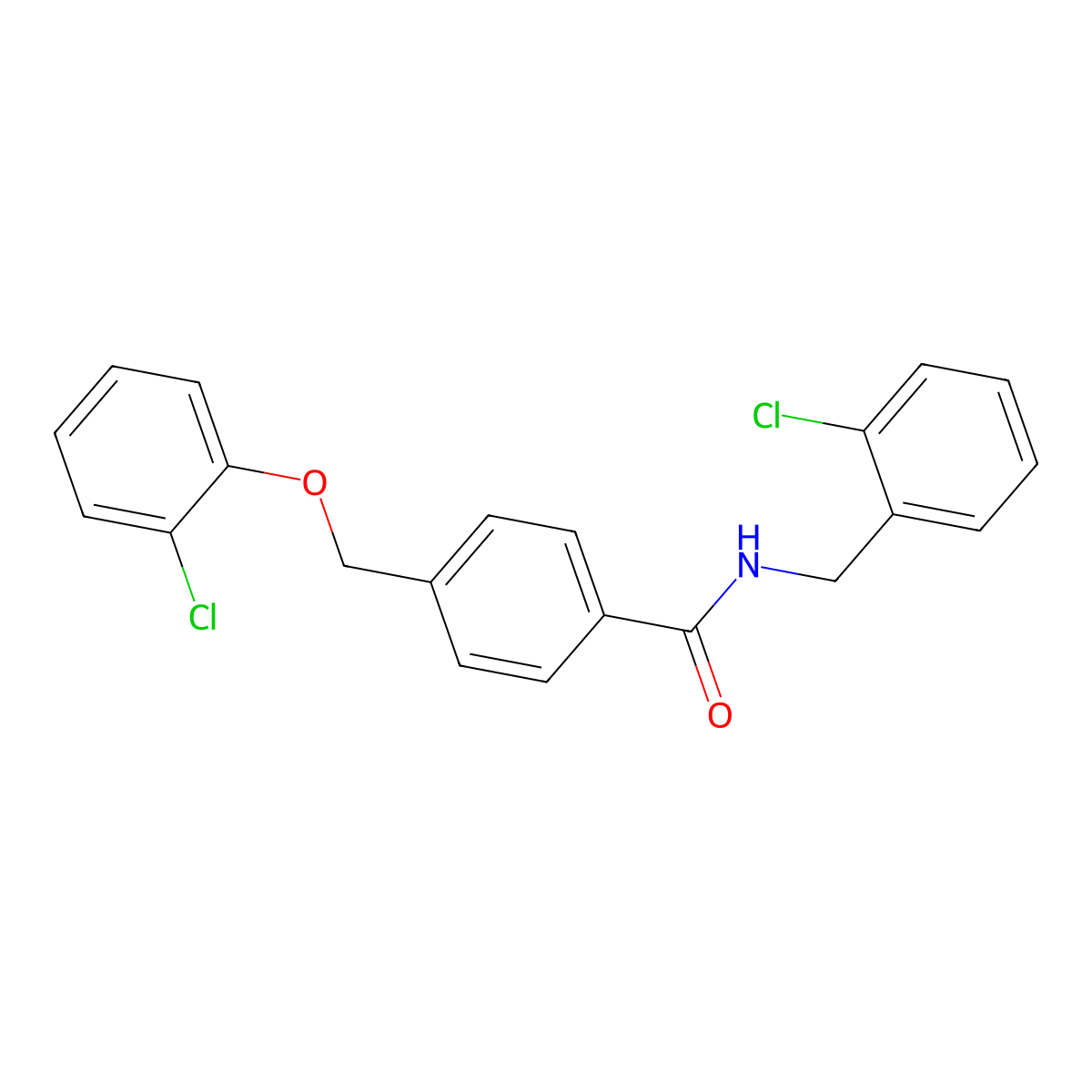 N-(2-chlorobenzyl)-4-[(2-chlorophenoxy)methyl]benzamide molecular structure, CAS 445240-11-9