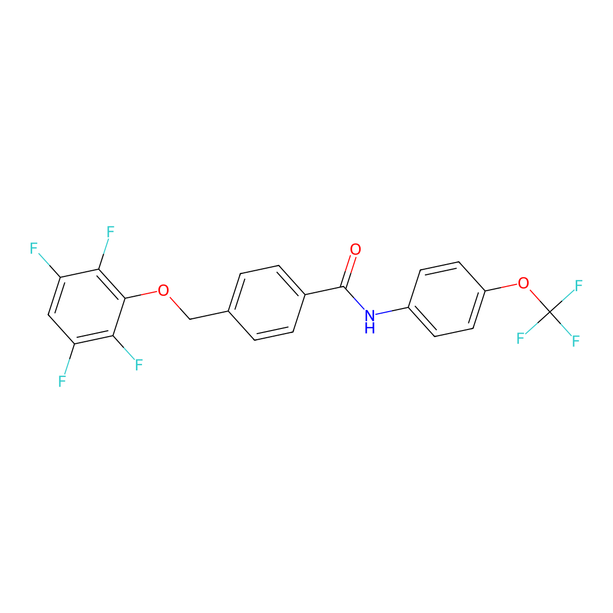 4-[(2,3,5,6-tetrafluorophenoxy)methyl]-N-[4-(trifluoromethoxy)phenyl]benzamide molecular structure, CAS 445240-12-0