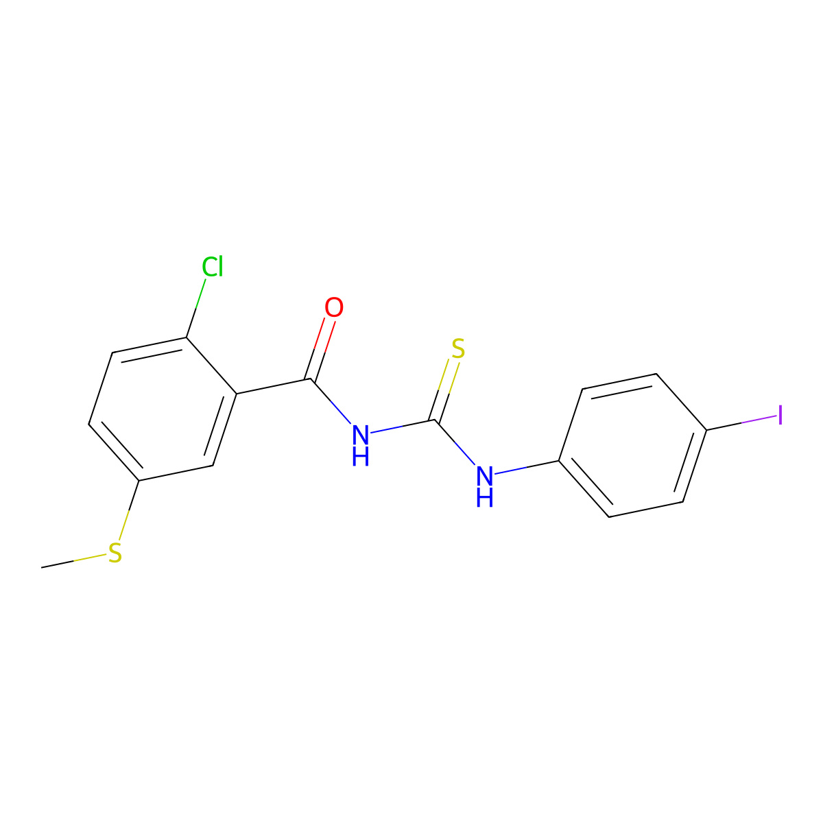 2-chloro-N-[(4-iodophenyl)carbamothioyl]-5-methylsulfanylbenzamide molecular structure, CAS 445240-40-4