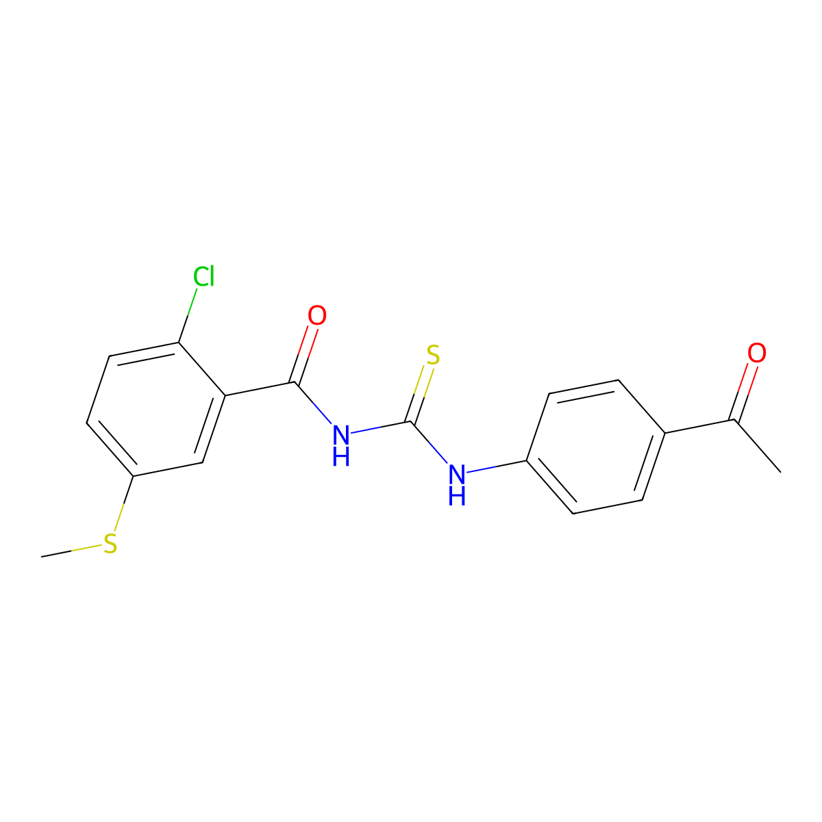 N-[(4-acetylphenyl)carbamothioyl]-2-chloro-5-methylsulfanylbenzamide molecular structure, CAS 445240-42-6