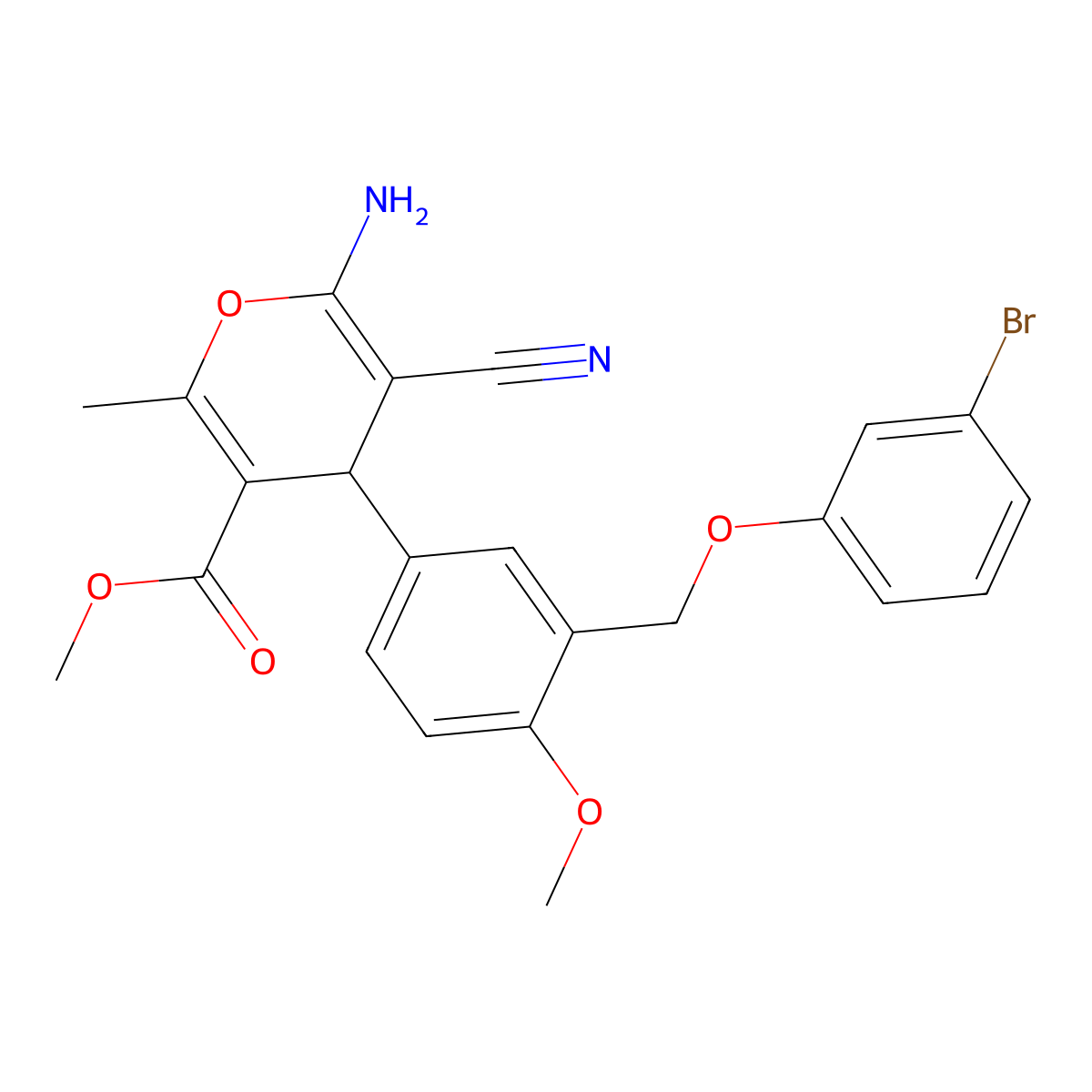 methyl 6-amino-4-{3-[(3-bromophenoxy)methyl]-4-methoxyphenyl}-5-cyano-2-methyl-4H-pyran-3-carboxylate molecular structure, CAS 445240-44-8