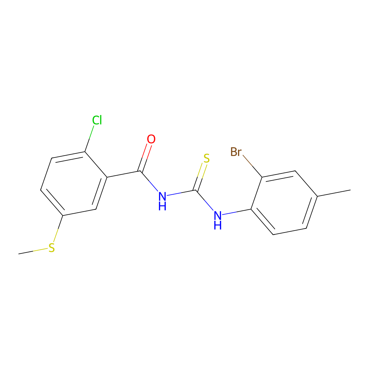 N-[(2-bromo-4-methylphenyl)carbamothioyl]-2-chloro-5-methylsulfanylbenzamide molecular structure, CAS 445240-54-0