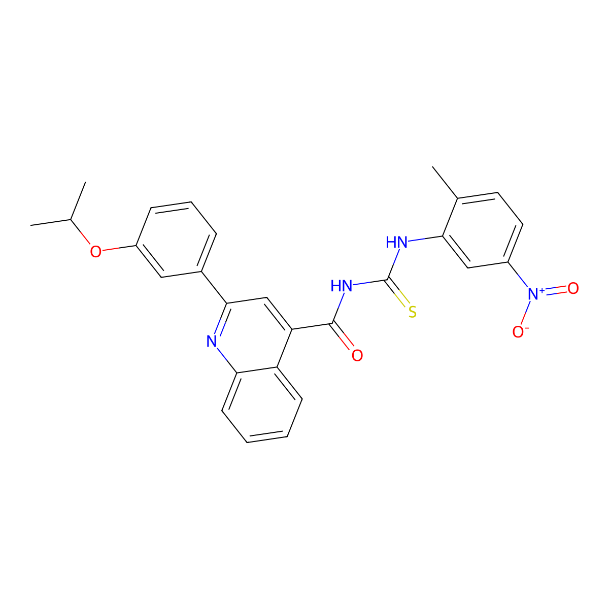 N-[(2-methyl-5-nitrophenyl)carbamothioyl]-2-(3-propan-2-yloxyphenyl)quinoline-4-carboxamide molecular structure, CAS 445240-59-5