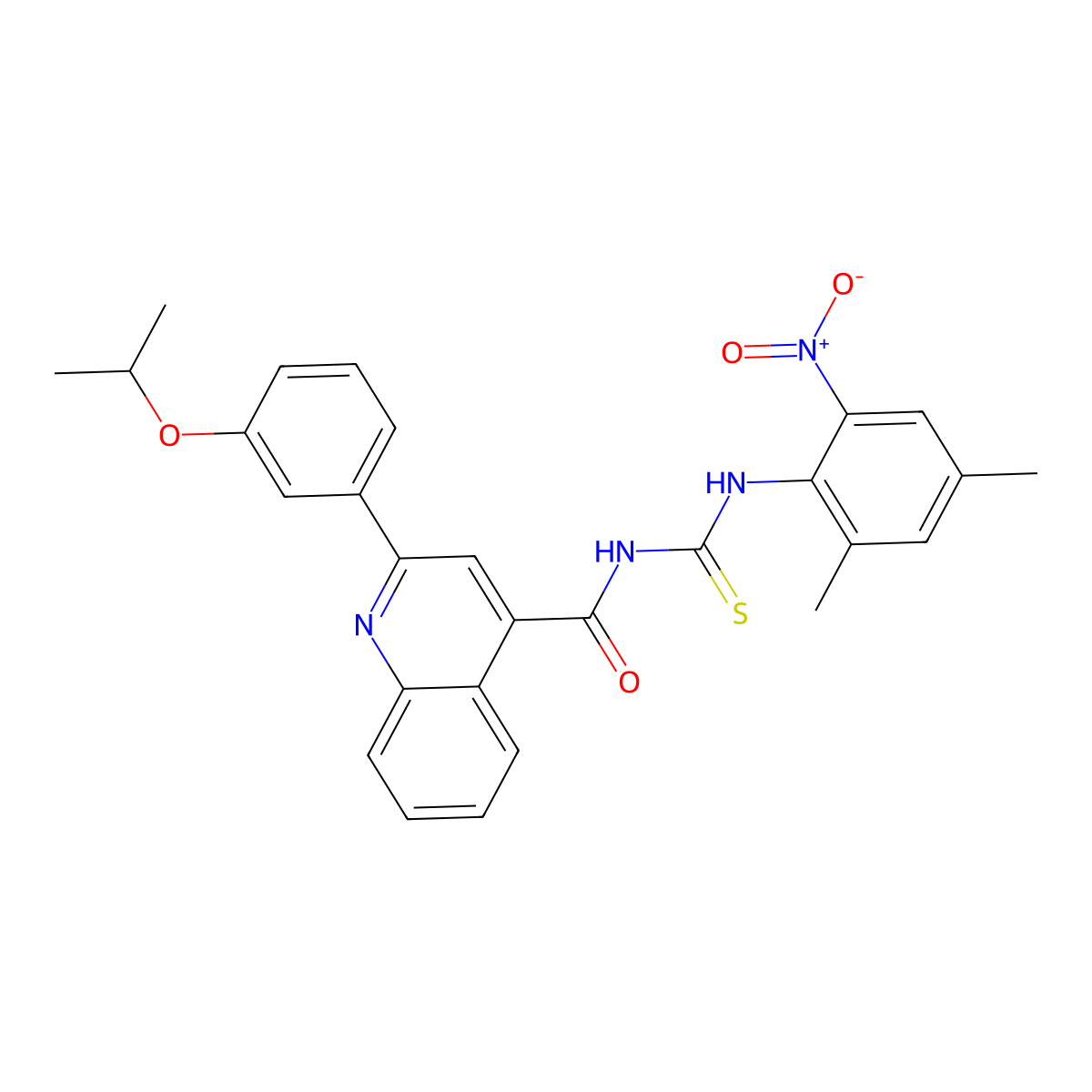 N-[(2,4-dimethyl-6-nitrophenyl)carbamothioyl]-2-(3-propan-2-yloxyphenyl)quinoline-4-carboxamide molecular structure, CAS 445241-01-0