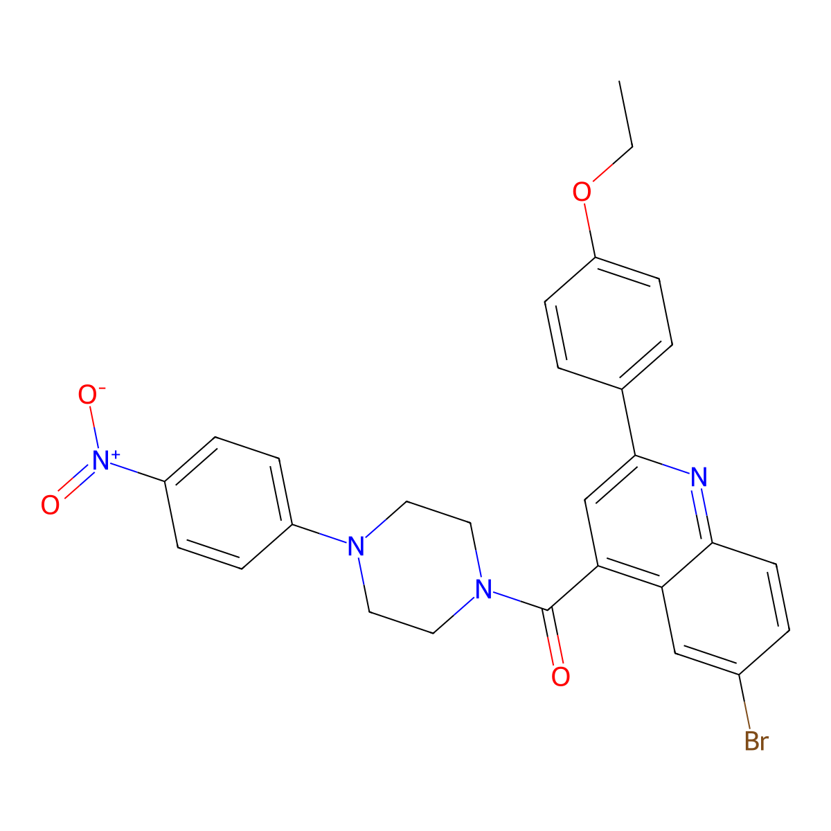 [6-Bromo-2-(4-ethoxyphenyl)quinolin-4-yl]-[4-(4-nitrophenyl)piperazin-1-yl]methanone molecular structure, CAS 445241-98-5