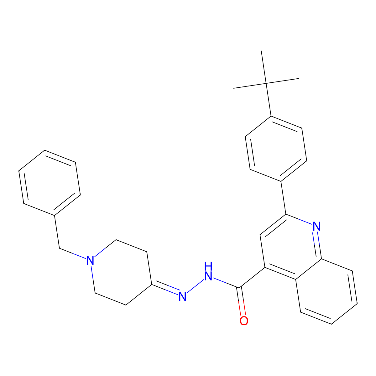 N'-(1-benzyl-4-piperidinylidene)-2-(4-tert-butylphenyl)-4-quinolinecarbohydrazide molecular structure, CAS 445242-73-9