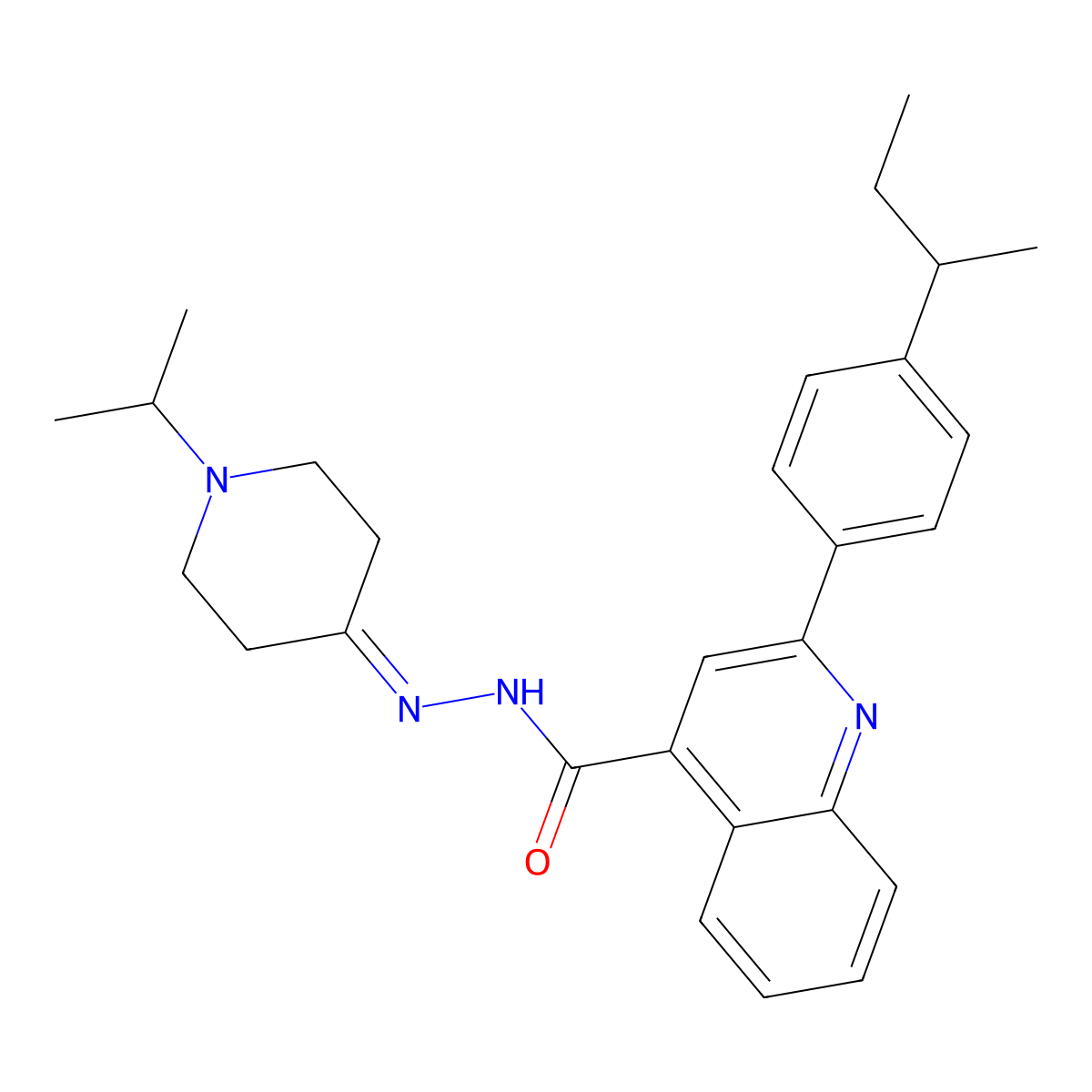 2-(4-sec-butylphenyl)-N'-(1-isopropyl-4-piperidinylidene)-4-quinolinecarbohydrazide molecular structure, CAS 445243-05-0
