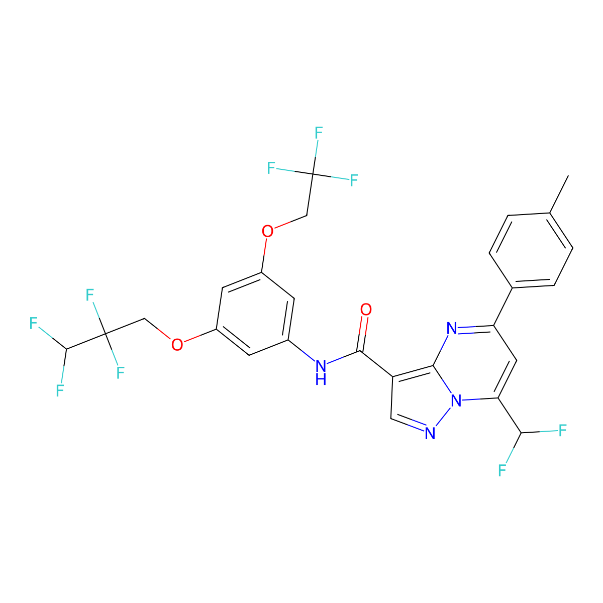 7-(difluoromethyl)-5-(4-methylphenyl)-N-[3-(2,2,3,3-tetrafluoropropoxy)-5-(2,2,2-trifluoroethoxy)phenyl]pyrazolo[1,5-a]pyrimidine-3-carboxamide molecular structure, CAS 445245-31-8