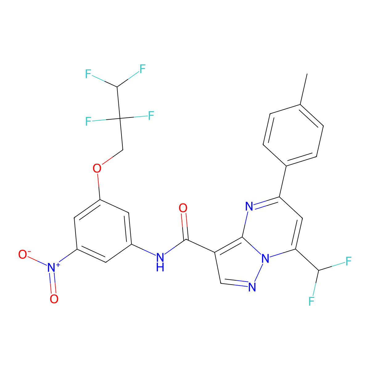 7-(difluoromethyl)-5-(4-methylphenyl)-N-[3-nitro-5-(2,2,3,3-tetrafluoropropoxy)phenyl]pyrazolo[1,5-a]pyrimidine-3-carboxamide molecular structure, CAS 445245-40-9