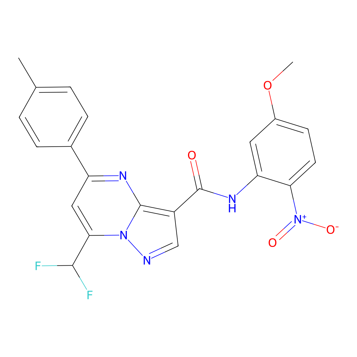 7-(difluoromethyl)-N-(5-methoxy-2-nitrophenyl)-5-(4-methylphenyl)pyrazolo[1,5-a]pyrimidine-3-carboxamide molecular structure, CAS 445245-68-1