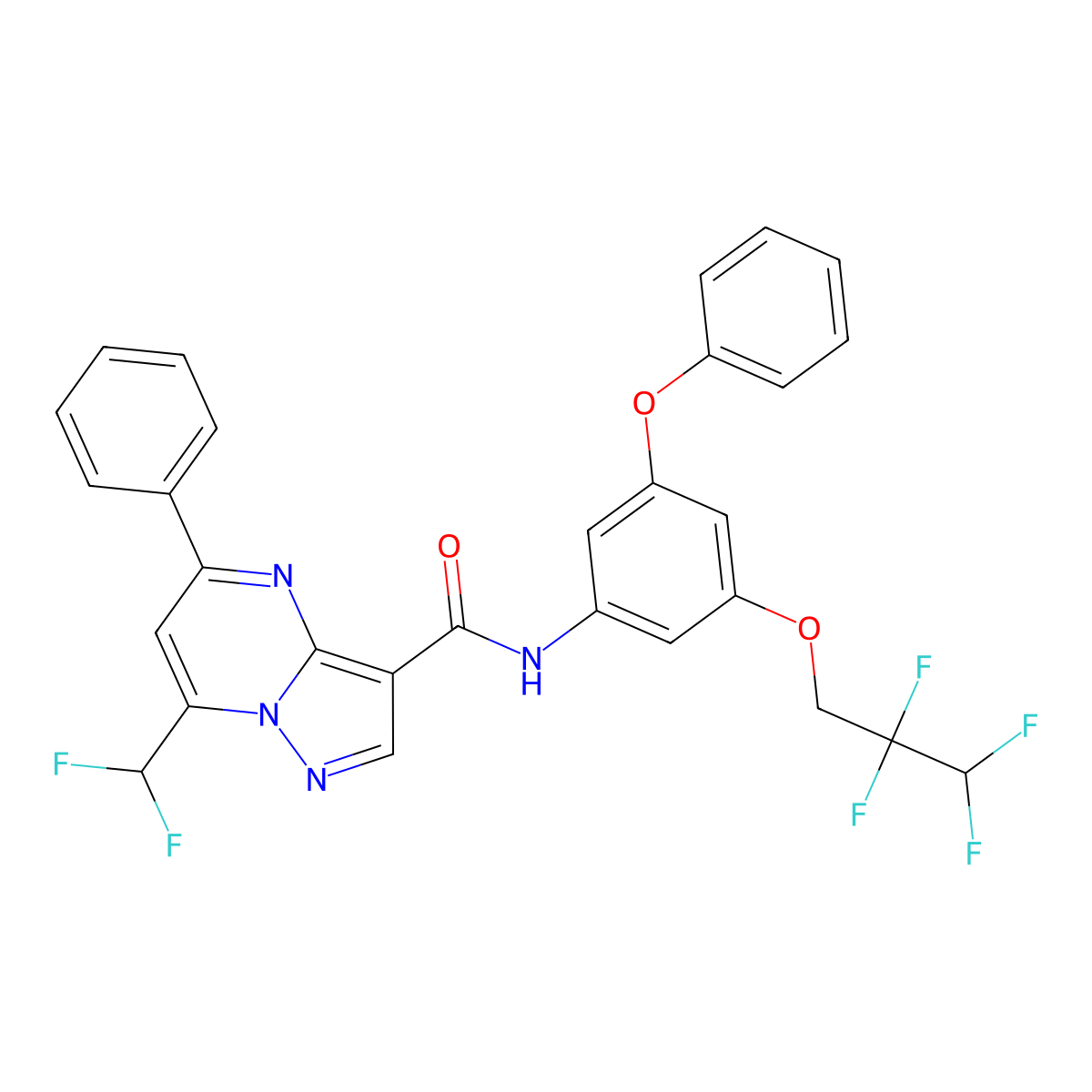 7-(difluoromethyl)-N-[3-phenoxy-5-(2,2,3,3-tetrafluoropropoxy)phenyl]-5-phenylpyrazolo[1,5-a]pyrimidine-3-carboxamide molecular structure, CAS 445245-73-8