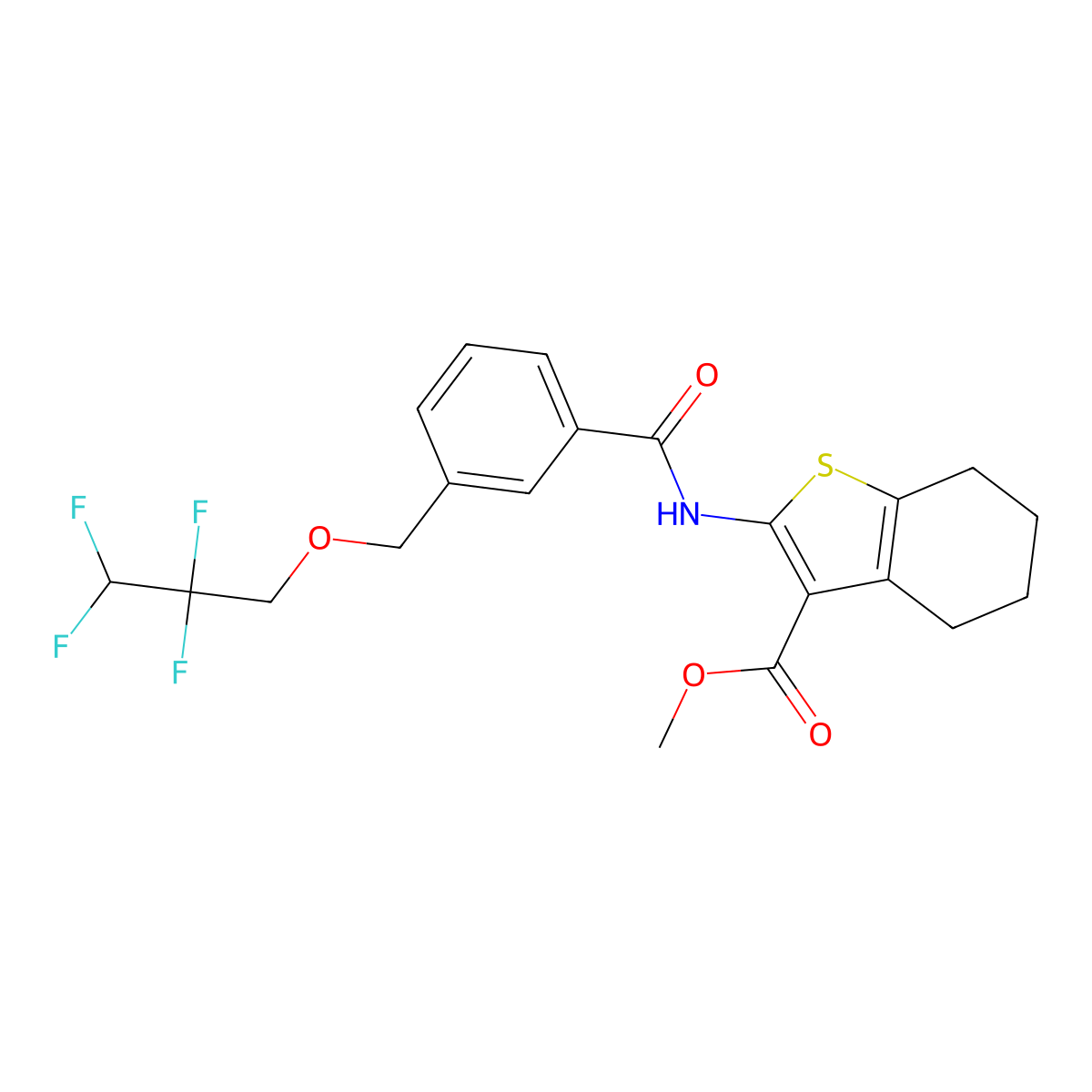 Methyl 2-({3-[(2,2,3,3-tetrafluoropropoxy)methyl]benzoyl}amino)-4,5,6,7-tetrahydro-1-benzothiophene-3-carboxylate molecular structure, CAS 445246-06-0