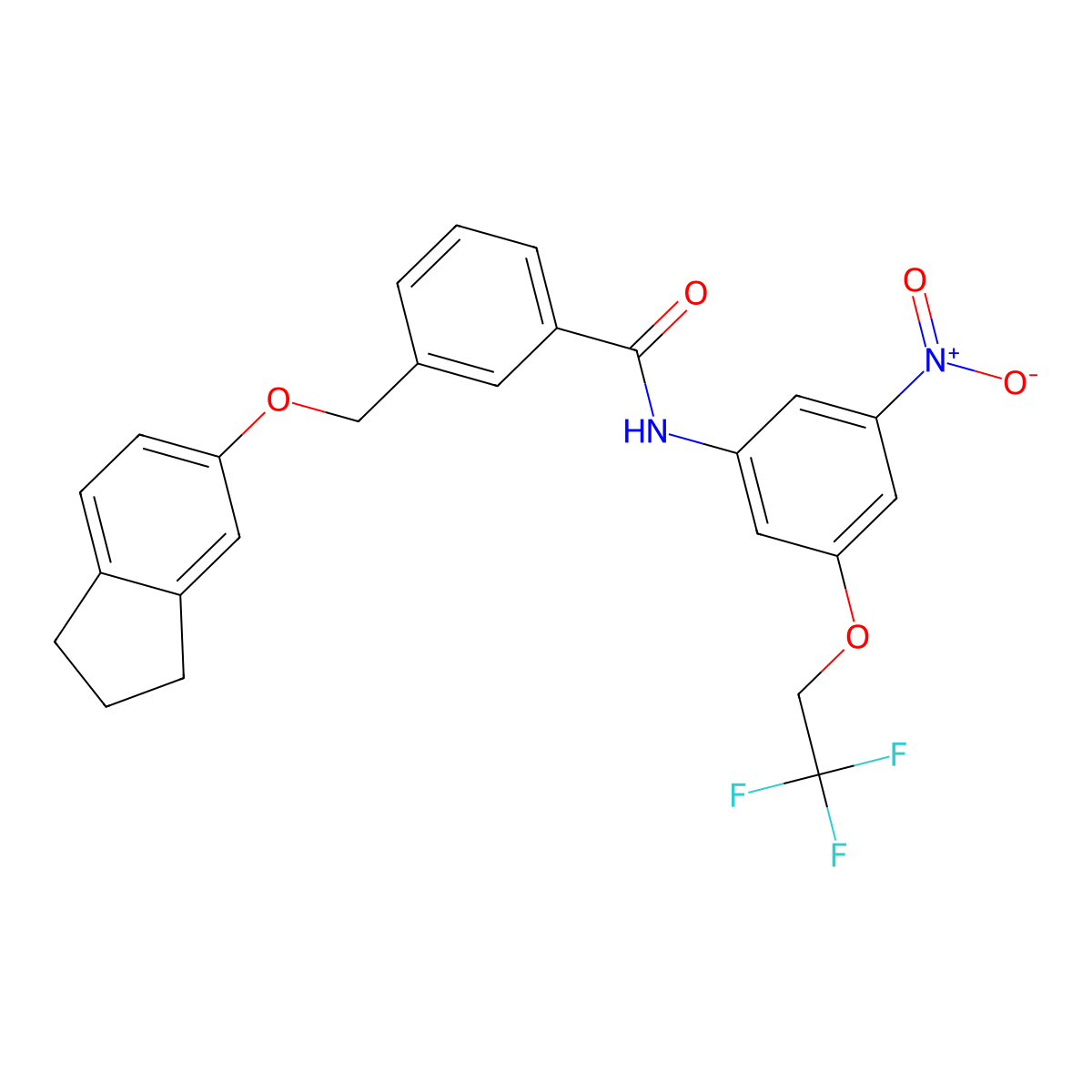 3-(2,3-dihydro-1H-inden-5-yloxymethyl)-N-[3-nitro-5-(2,2,2-trifluoroethoxy)phenyl]benzamide molecular structure, CAS 445246-18-4