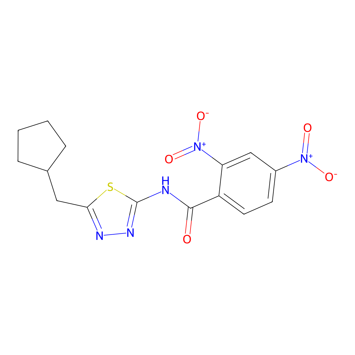 N-[5-(cyclopentylmethyl)-1,3,4-thiadiazol-2-yl]-2,4-dinitrobenzamide molecular structure, CAS 445246-91-3