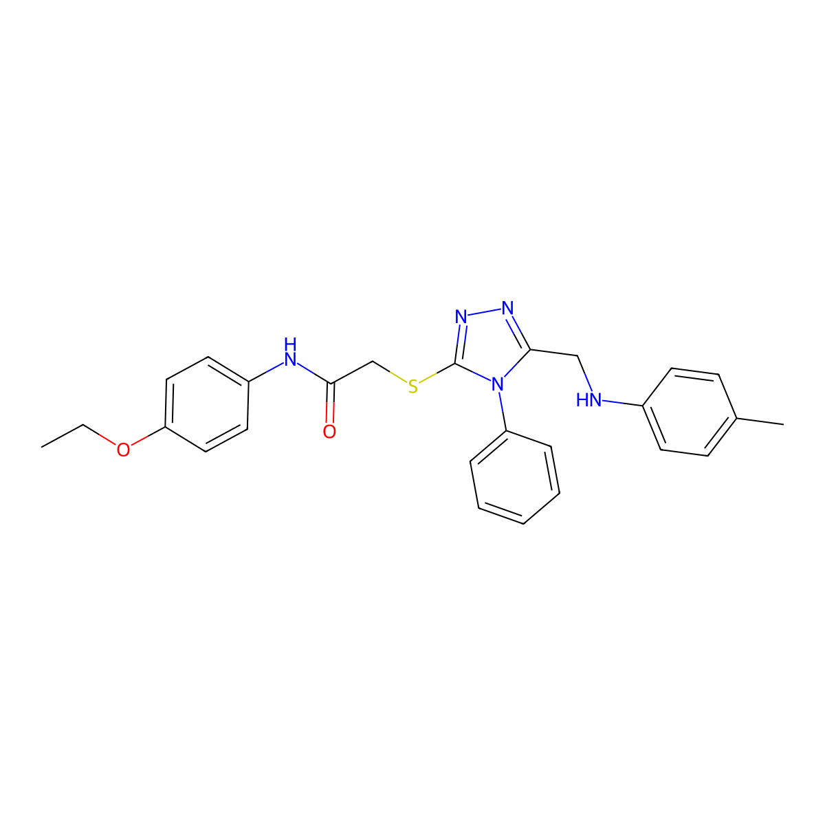 N-(4-Ethoxyphenyl)-2-((4-phenyl-5-((p-tolylamino)methyl)-4H-1,2,4-triazol-3-yl)thio)acetamide molecular structure, CAS 445249-56-9