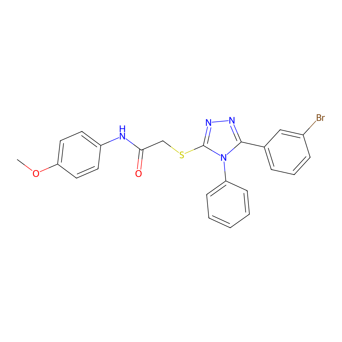 2-{[5-(3-bromophenyl)-4-phenyl-4H-1,2,4-triazol-3-yl]sulfanyl}-N-(4-methoxyphenyl)acetamide molecular structure, CAS 445249-67-2