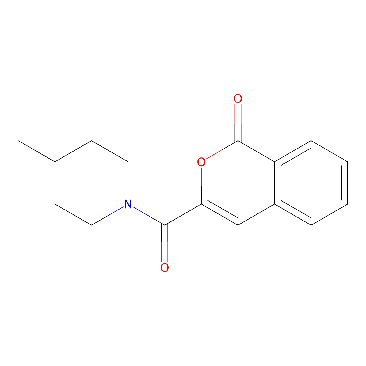 3-[(4-methyl-1-piperidinyl)carbonyl]-1H-isochromen-1-one molecular structure, CAS 445249-87-6