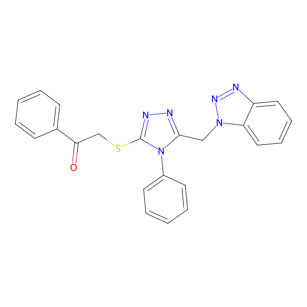 2-((5-(1H-1,2,3-Benzotriazol-1-ylmethyl)-4-phenyl-4H-1,2,4-triazol-3-YL)sulfanyl)-1-phenylethanone molecular structure, CAS 445250-13-5