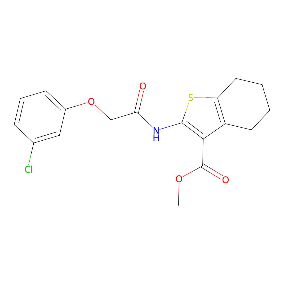 Methyl 2-{[(3-chlorophenoxy)acetyl]amino}-4,5,6,7-tetrahydro-1-benzothiophene-3-carboxylate molecular structure, CAS 445251-10-5