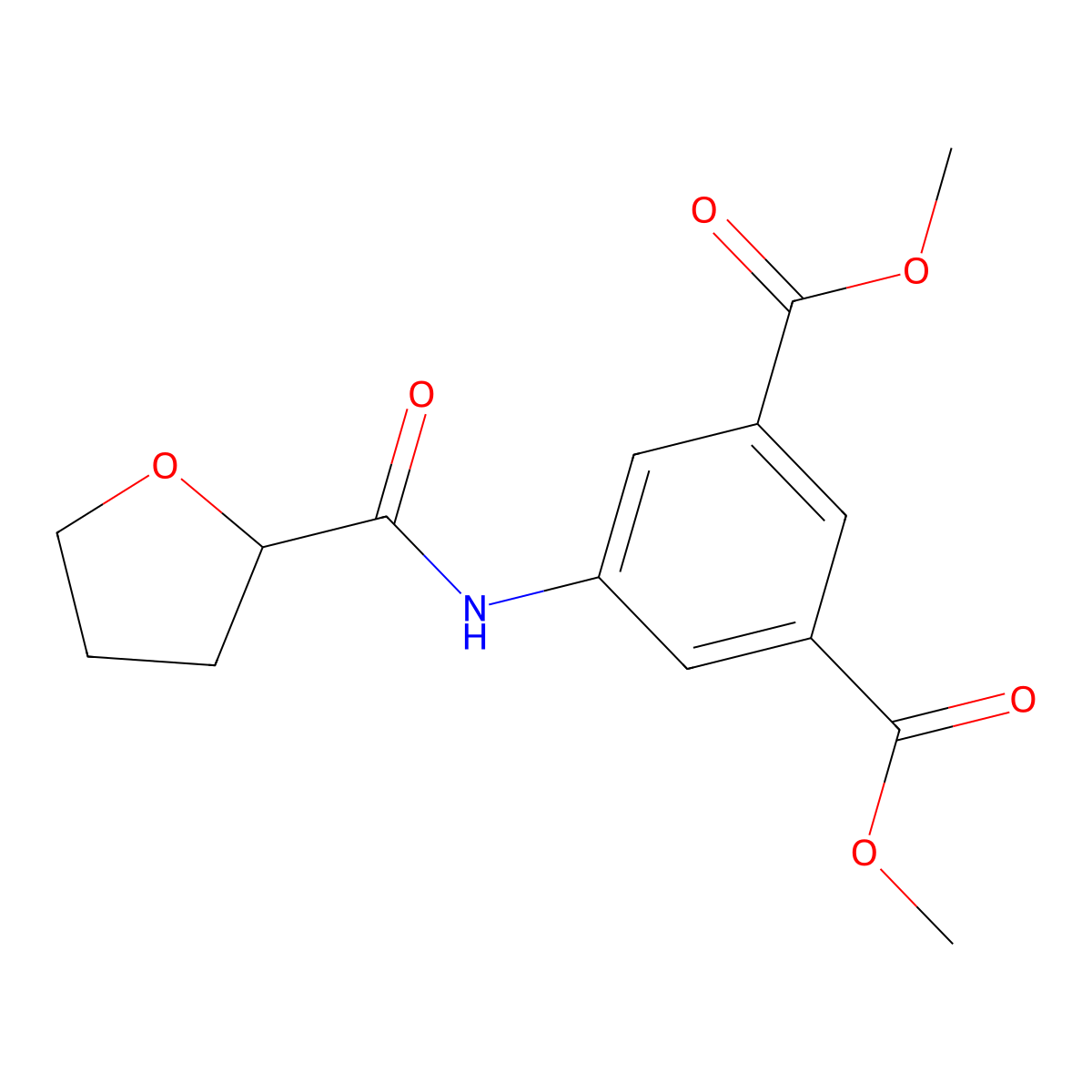 Dimethyl 5-[(tetrahydro-2-furanylcarbonyl)amino]isophthalate molecular structure, CAS 445251-79-6